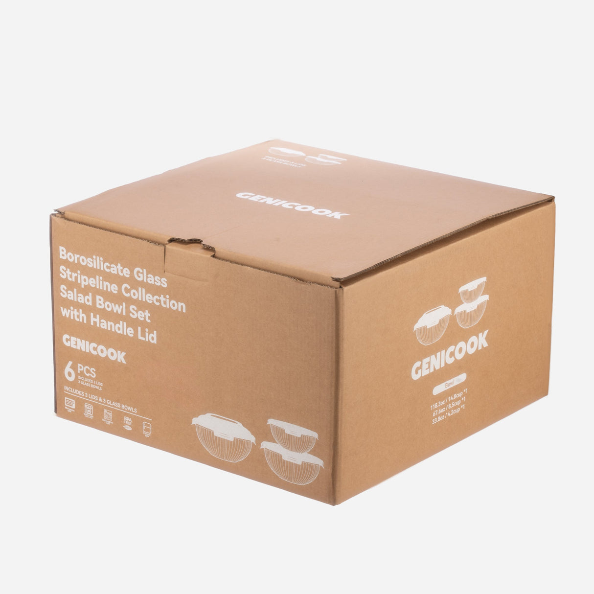 Borosilicate Glass Mixing Bowl Set- Diamond Blue (W/ Handle)