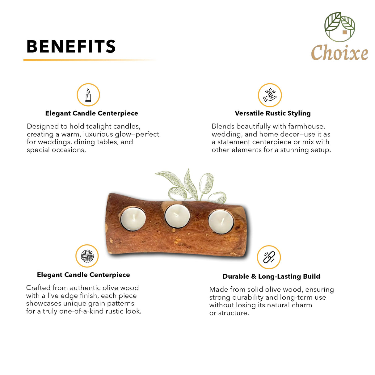 Olive Wood Candle Holder