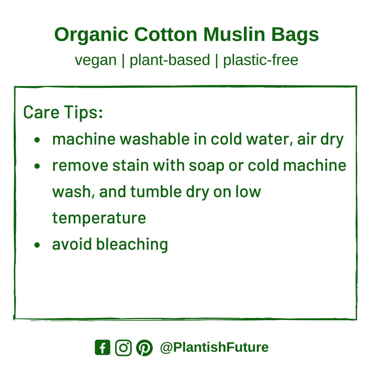 Set of 3 Organic Cotton Muslin Produce Bags
