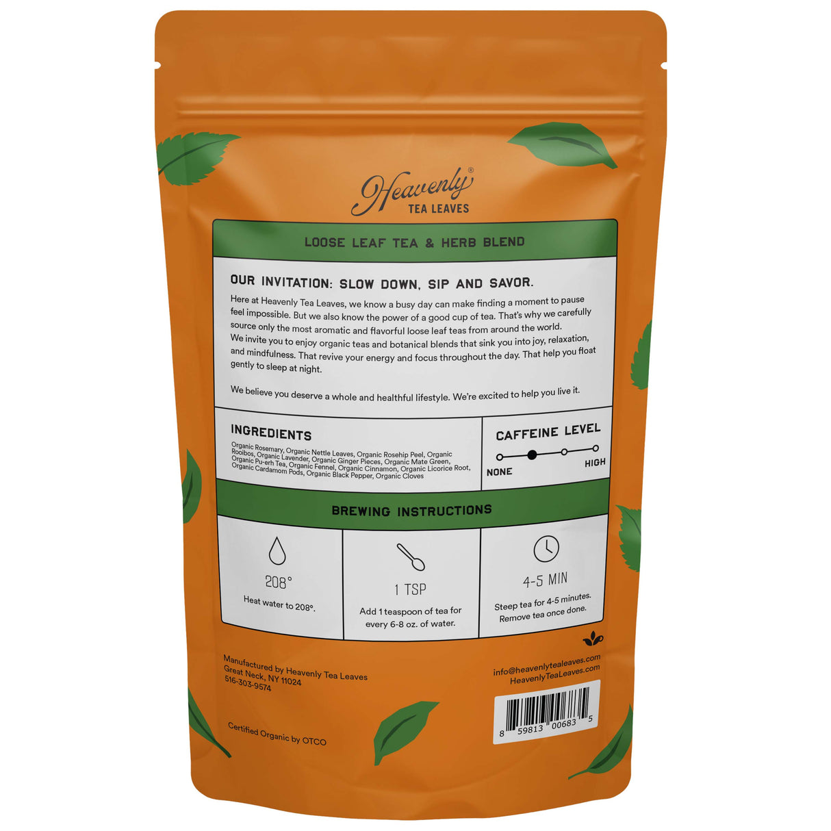 Organic Ginger Jazz, Bulk Loose Leaf Tea & Herb Blend, 16 Oz.
