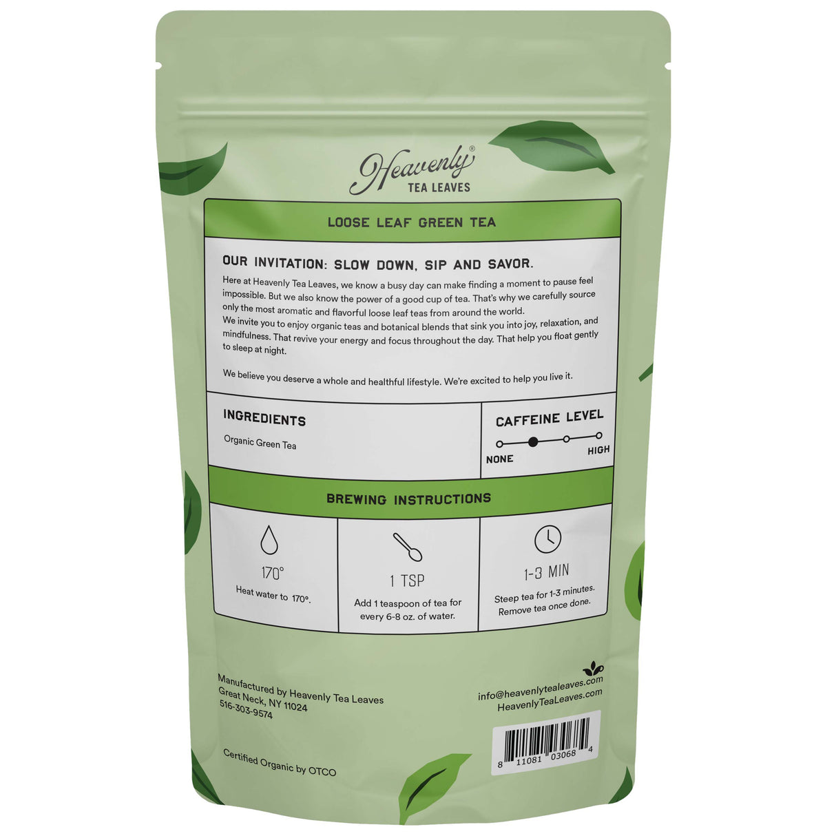 Organic Jasmine Green, Bulk Loose Leaf Green Tea, 16 Oz.