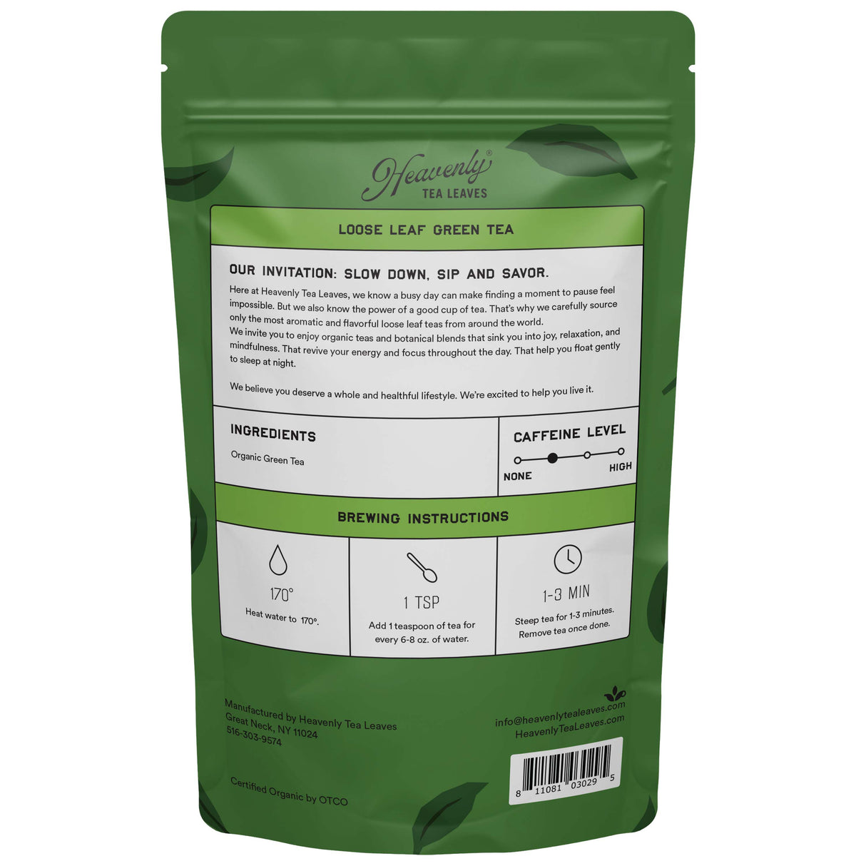 Organic Jasmine Pearl, Bulk Loose Leaf Green Tea, 16 Oz.