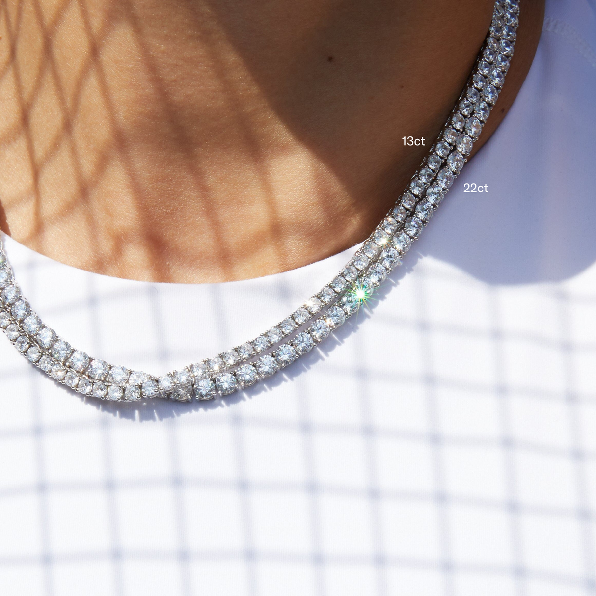 Lab Grown White Sapphire Tennis Necklace - 22ct
