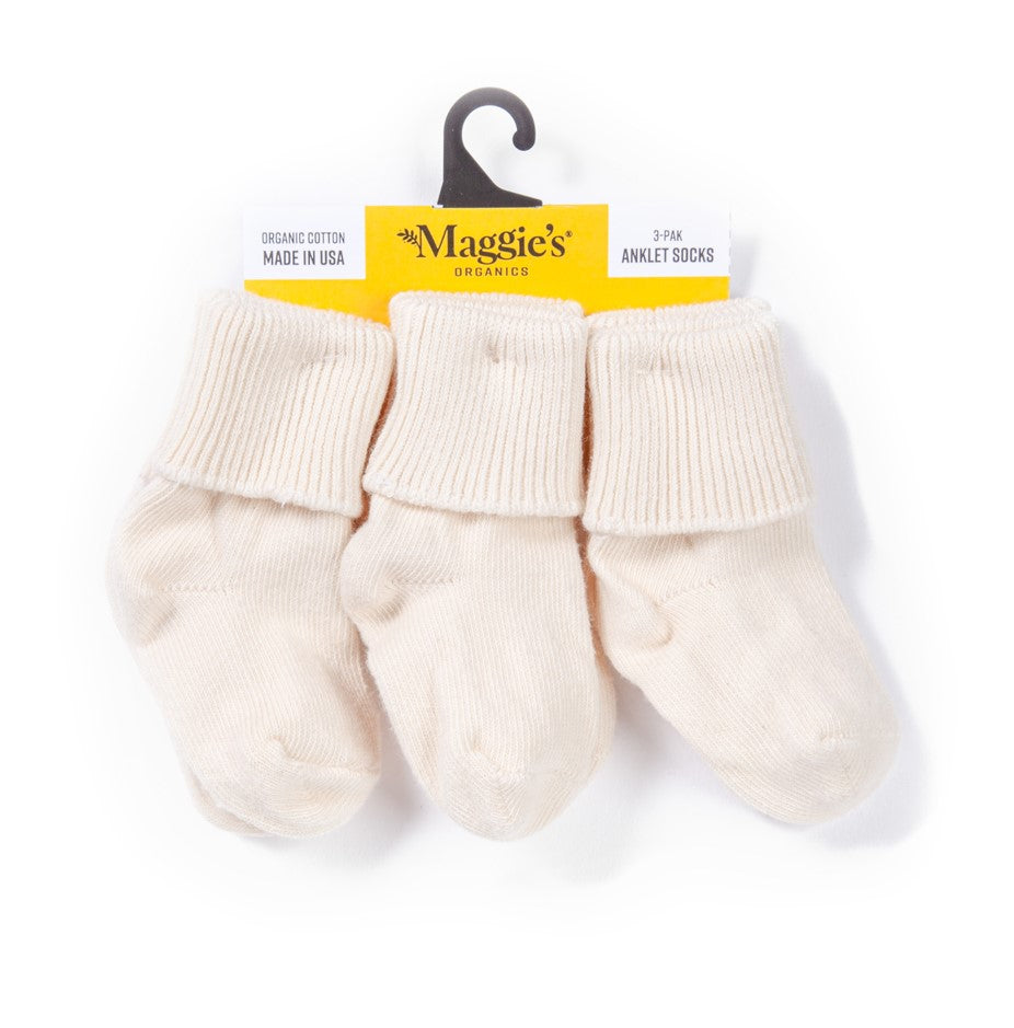 Maggie's Organic Baby Crew Socks - Natural 3-Pack | Natural