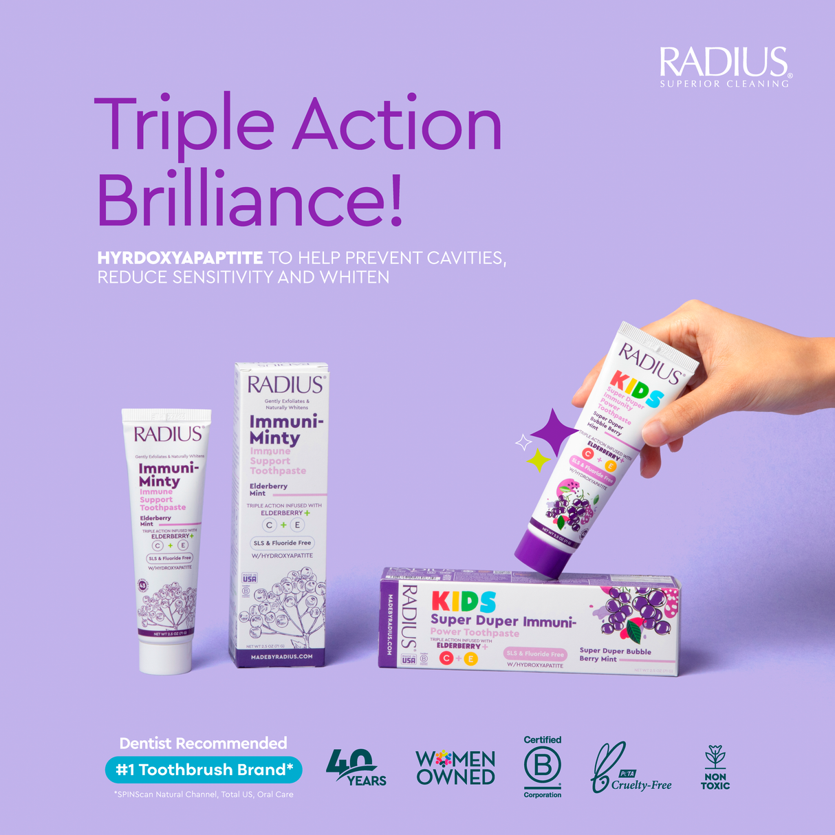 Super Duper Immune Support Toothpaste in Bubble Berry Mint