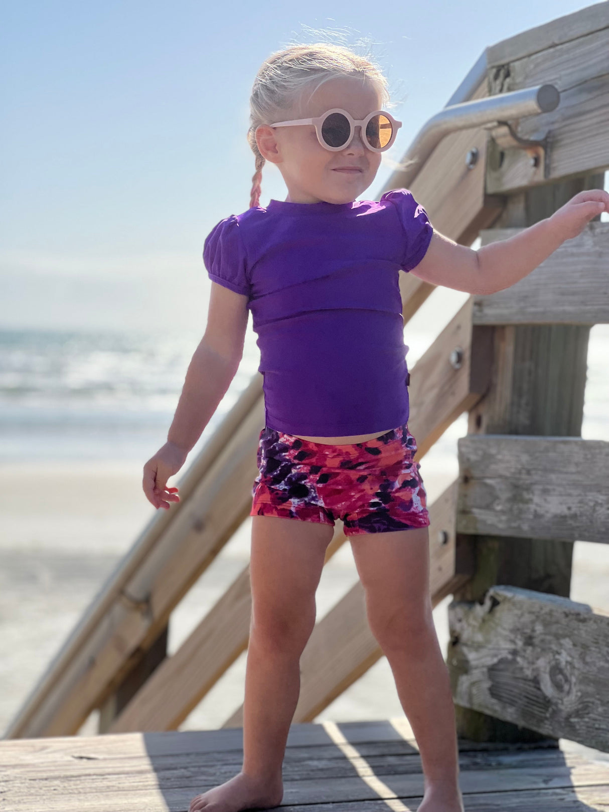 Girls UPF 50+ Printed Swim Boy Shorts | Marine Life