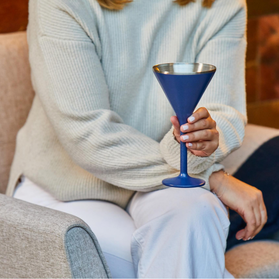 Stainless Steel Stemmed Martini Glass , Blue