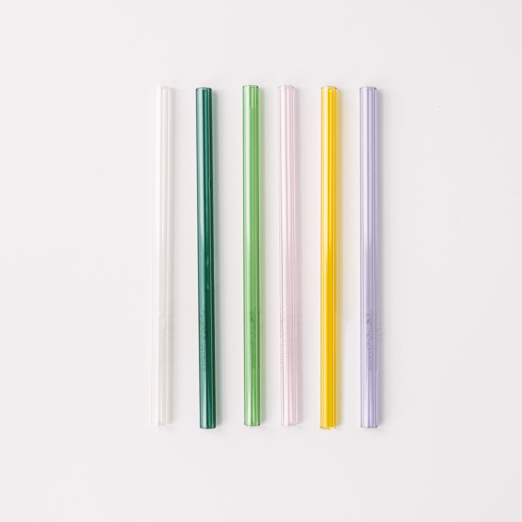 Skinny 6" Glass Cocktail Straw Set - Meadow