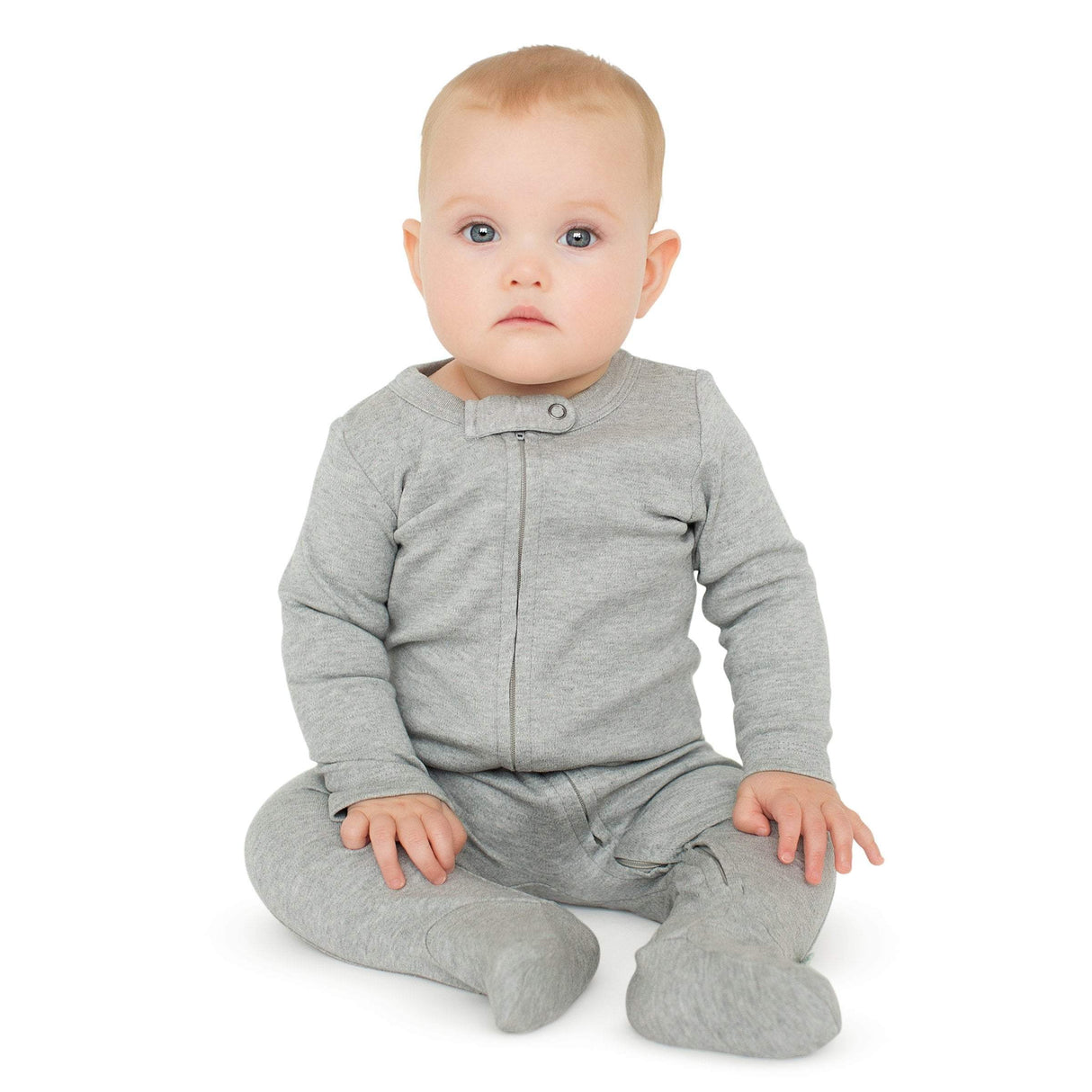 2 pc. zipper footie set | ivory & heather grey