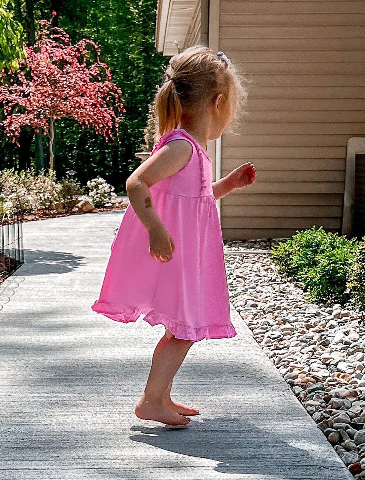 Girls Soft Cotton Jersey Flutter Tank Dress | Elf