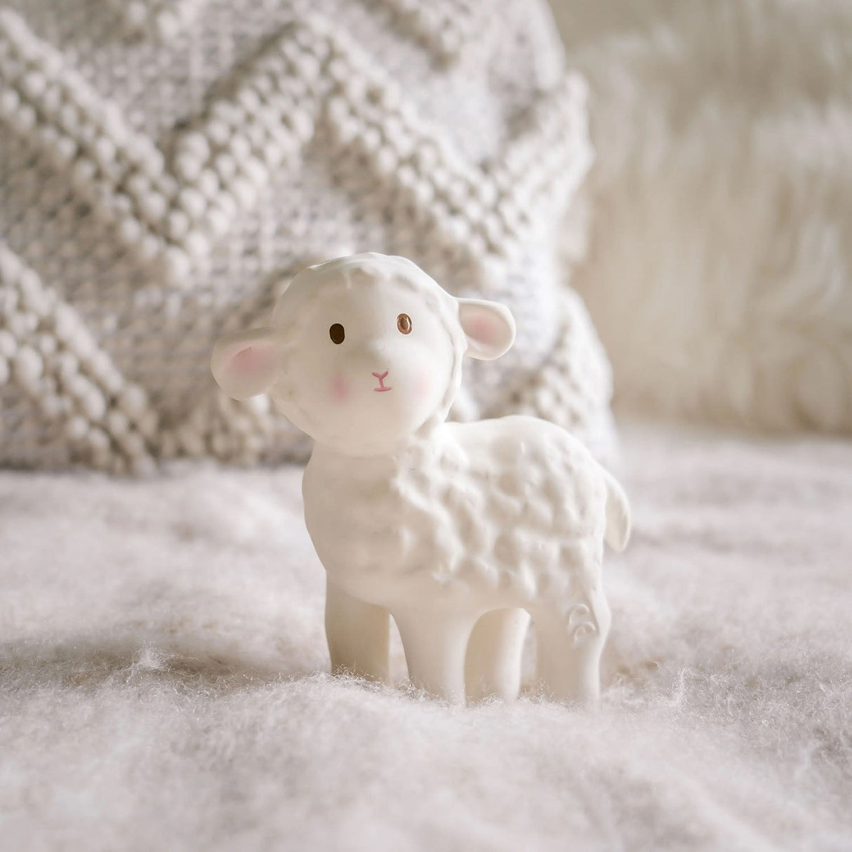 Lamb Organic Rubber Teether, Rattle & Bath Toy