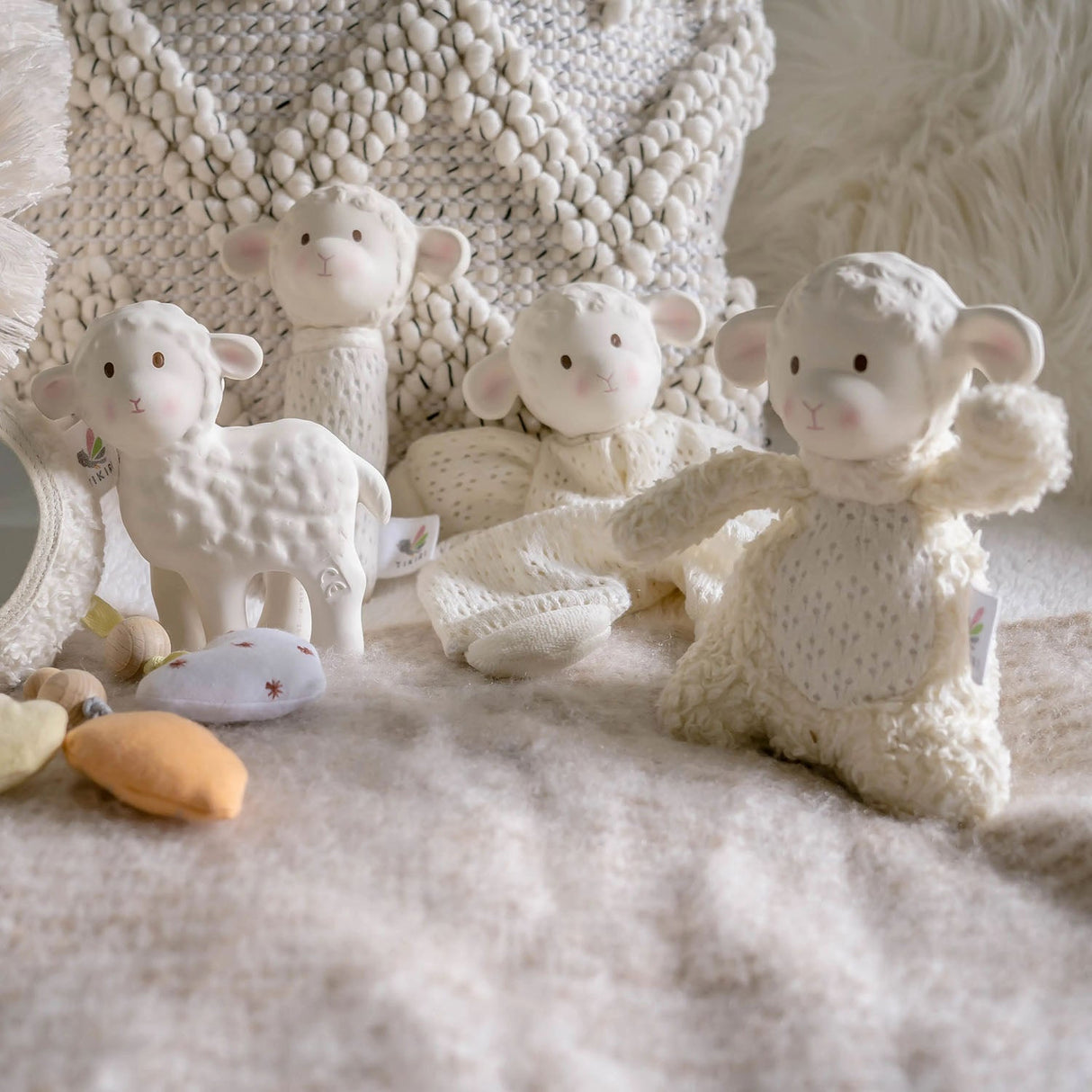 Lamb Organic Rubber Teether, Rattle & Bath Toy