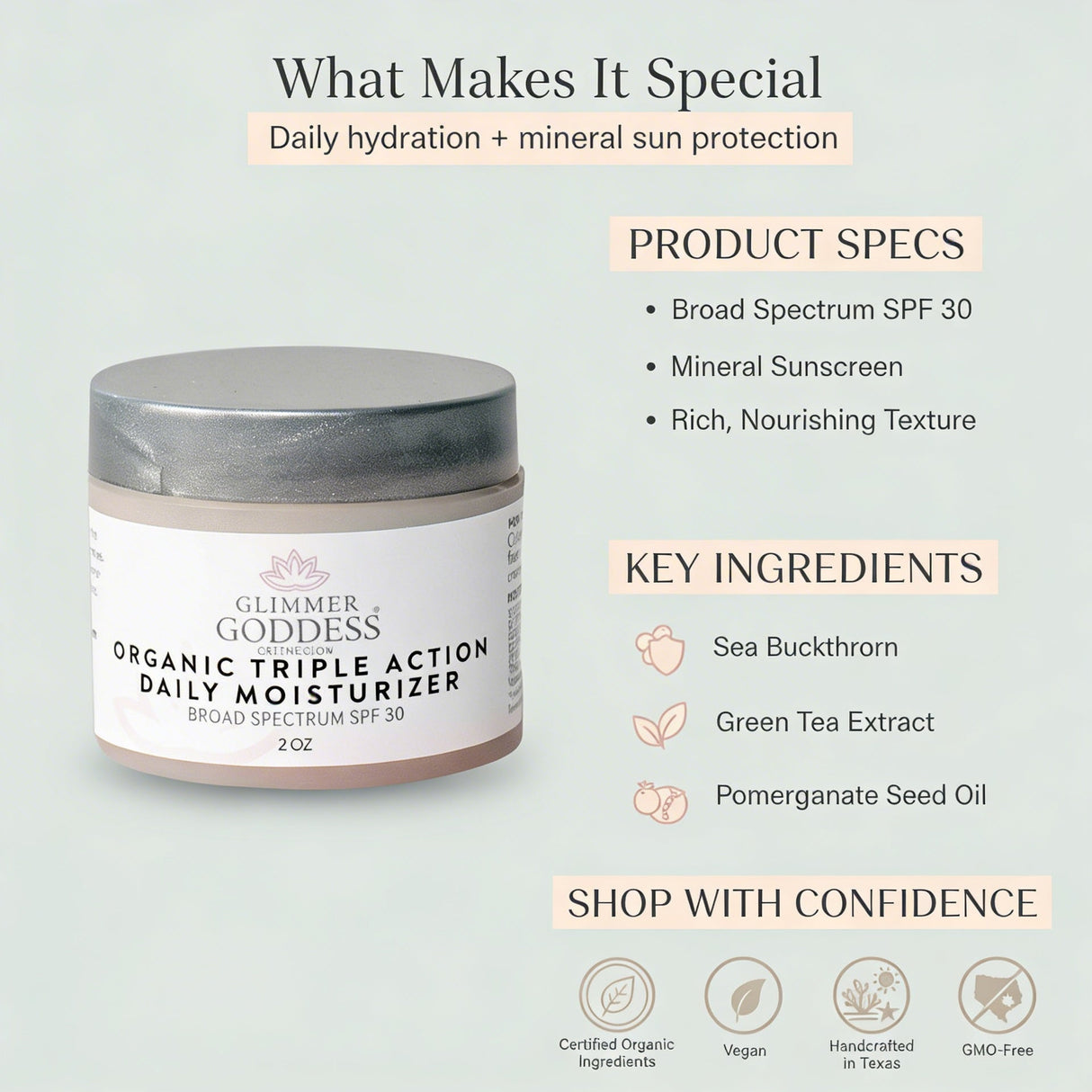 Triple Action Daily Organic Face Moisturizer