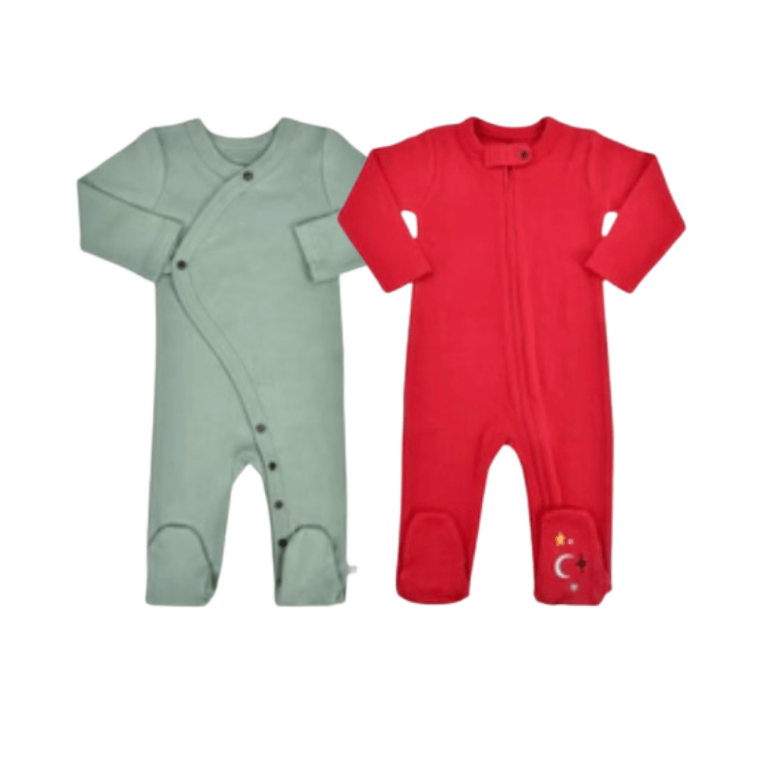 2 pc. footie set | Red and Green