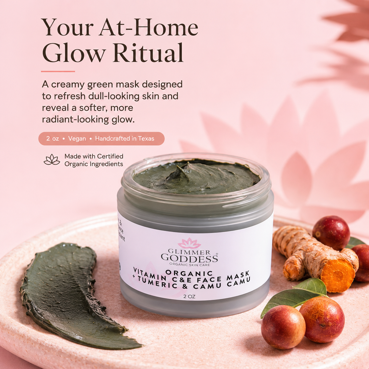 Organic Glow Up Tumeric Vitamin C & E Brightening Face Mask - 2 oz.