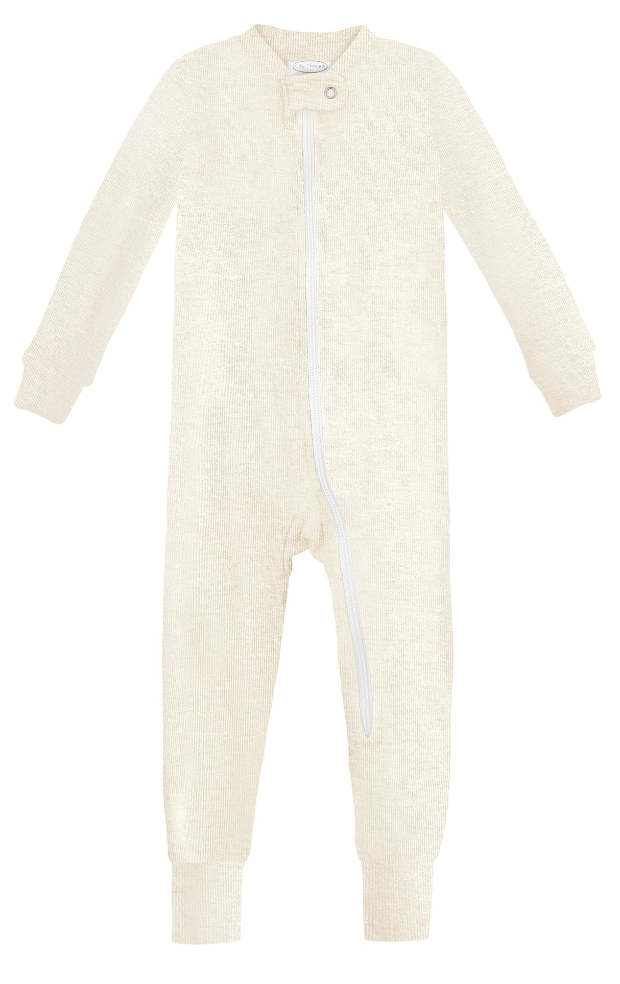 Super-Soft Organic Cotton Footless Zip Footie| Oatmeal