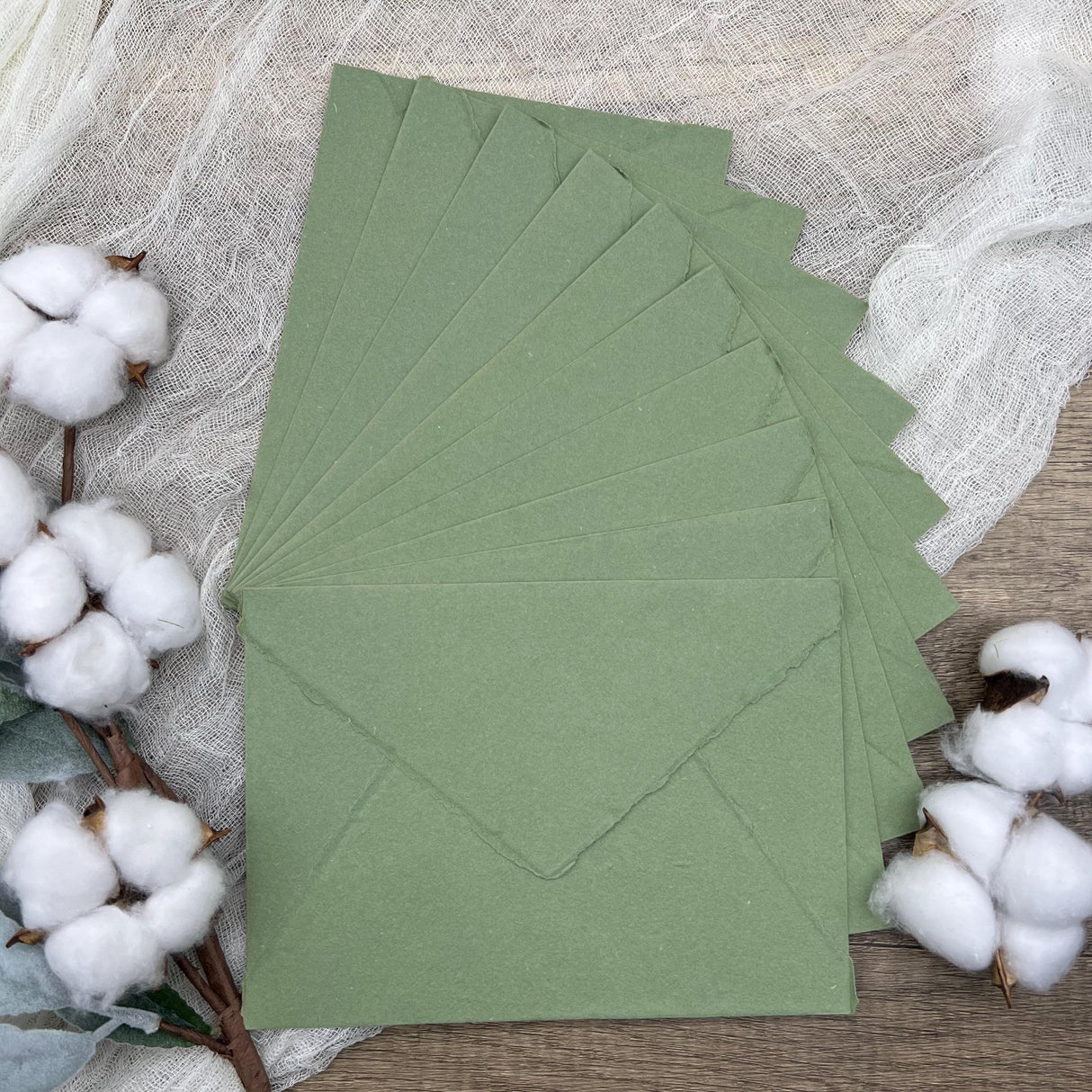 Desert Sage Handmade Cotton Envelopes (Set of 10)
