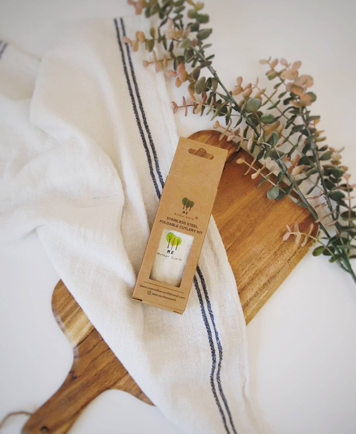 Foldable Stainless Steel Cutlery Set (2-Pack + Cotton Travel Pouch)