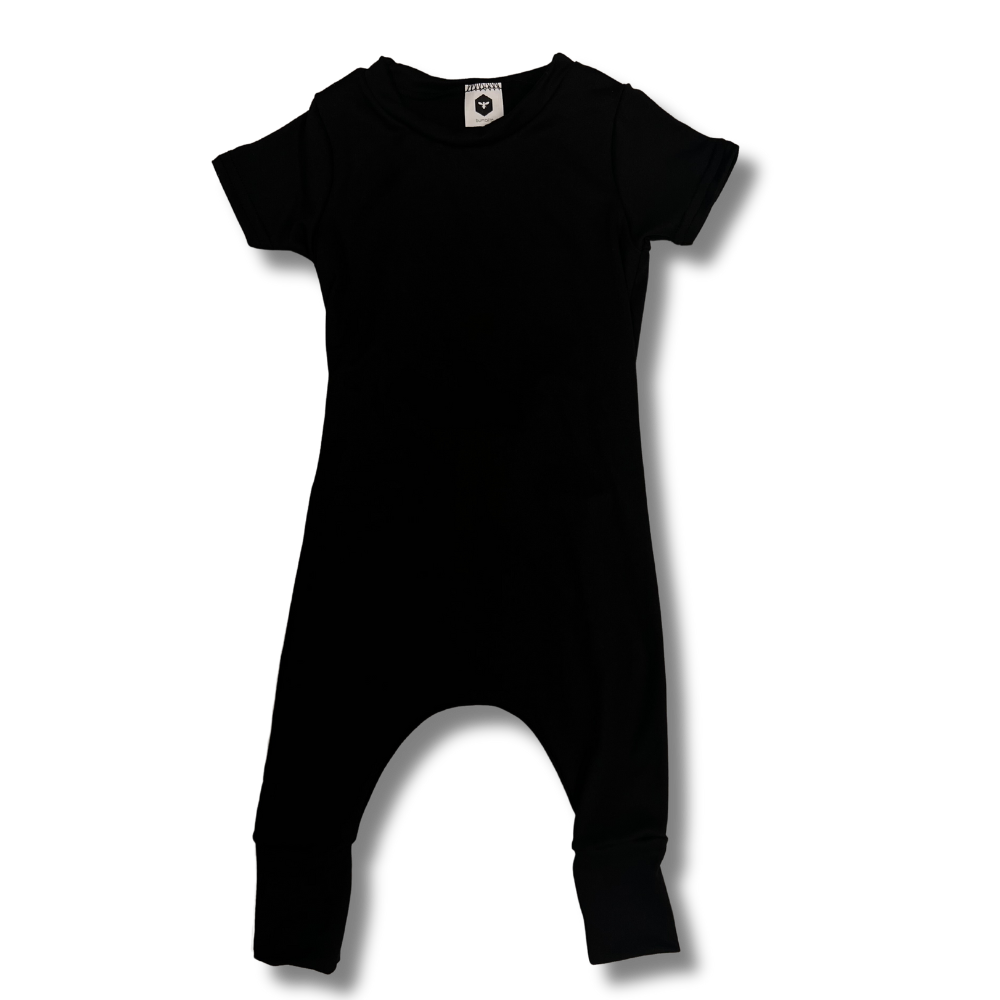 Bamboo Short Sleeve Romper in Black