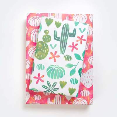 Watercolor Cactus • Double-Sided Eco Wrapping Paper • Everyday Edition