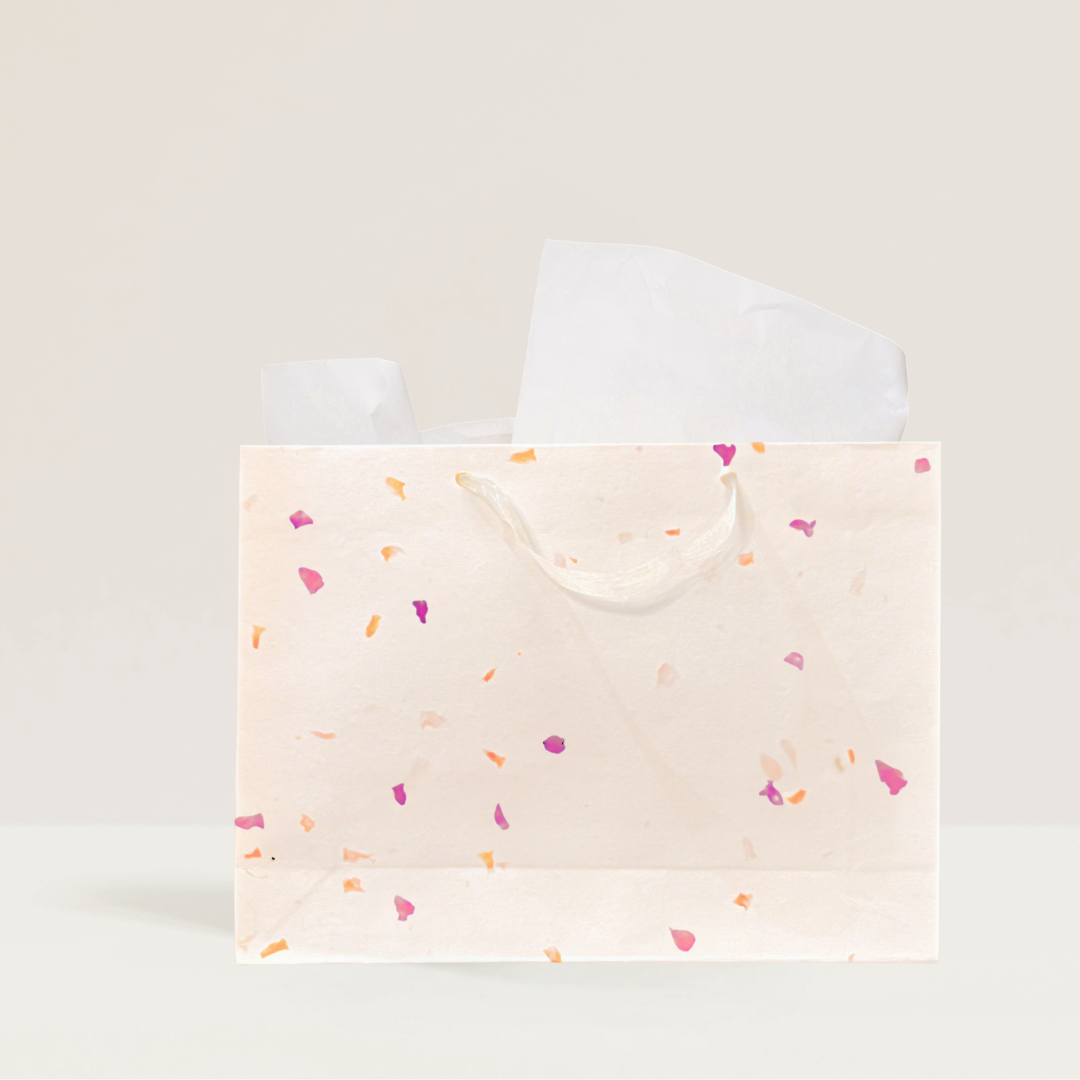 Flower Purple Petal Gift Bag (Handmade Seed Paper + Ribbon)