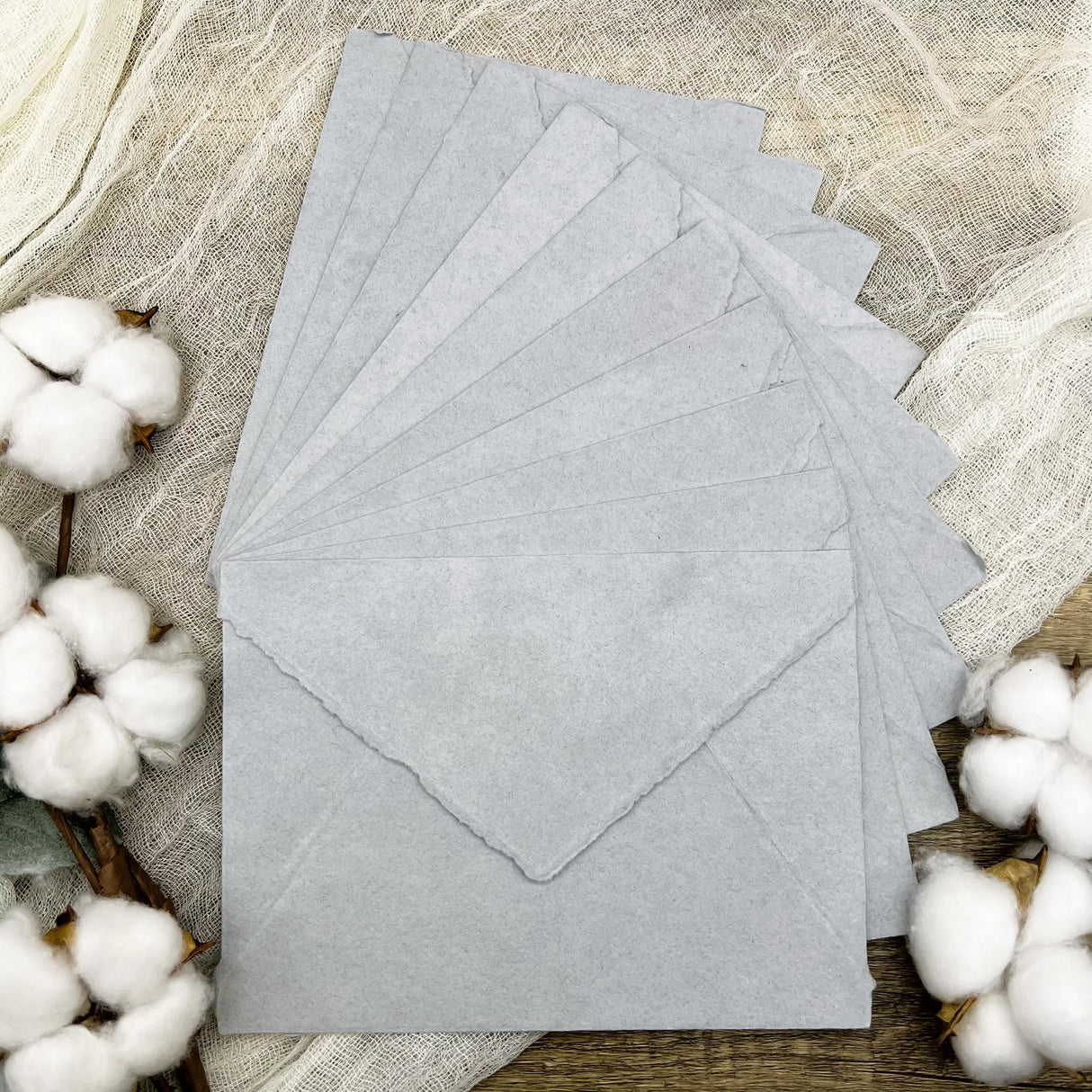 Dove Gray Handmade Cotton Envelopes (Set of 10)