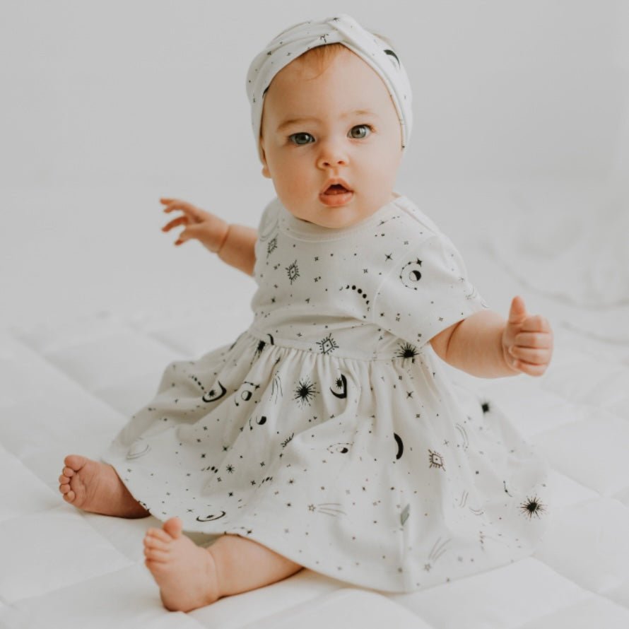 short sleeve twirl dress | celestial