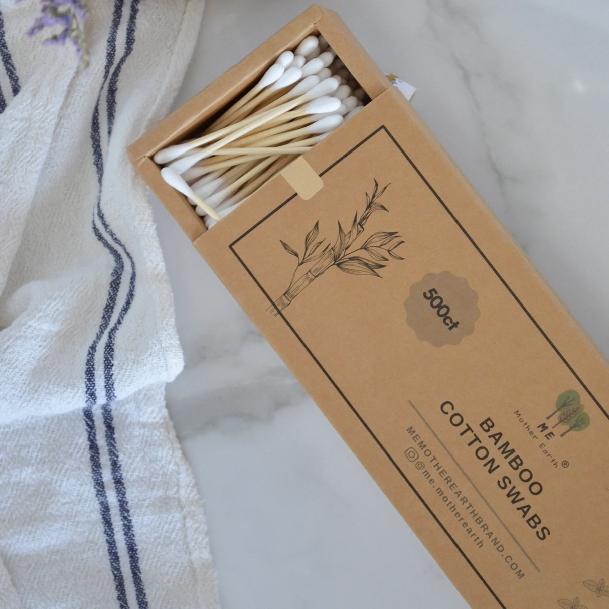 Bamboo Cotton Swabs – 500 Count | Biodegradable & Plastic-Free