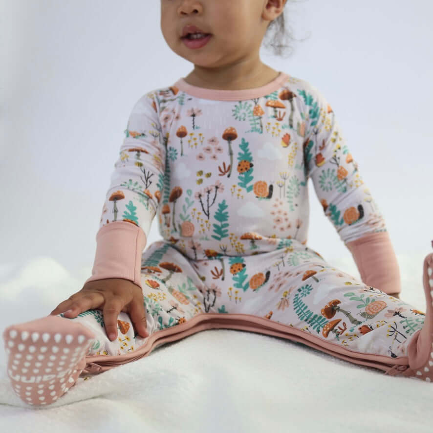 Bamboo Crescent Zipp Jammies - Fern