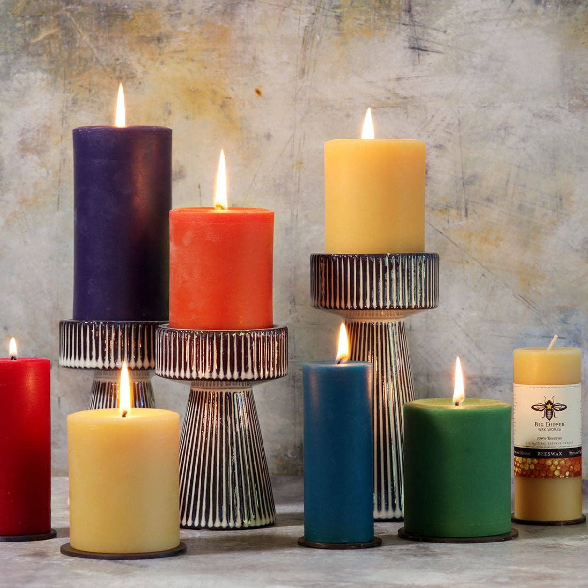 100% Pure Beeswax Pillar Candles (Multiple Colors)