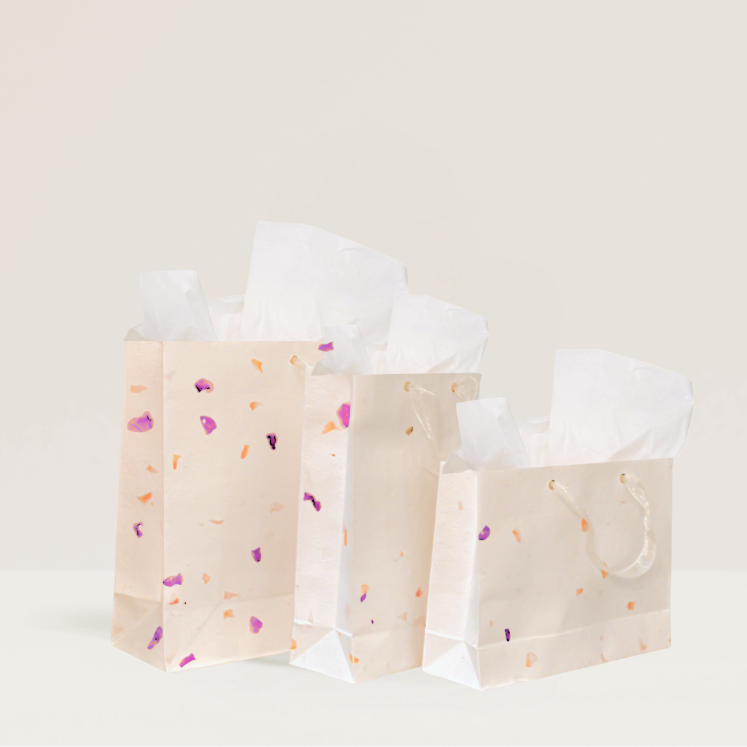 Flower Purple Petal Gift Bag (Handmade Seed Paper + Ribbon)