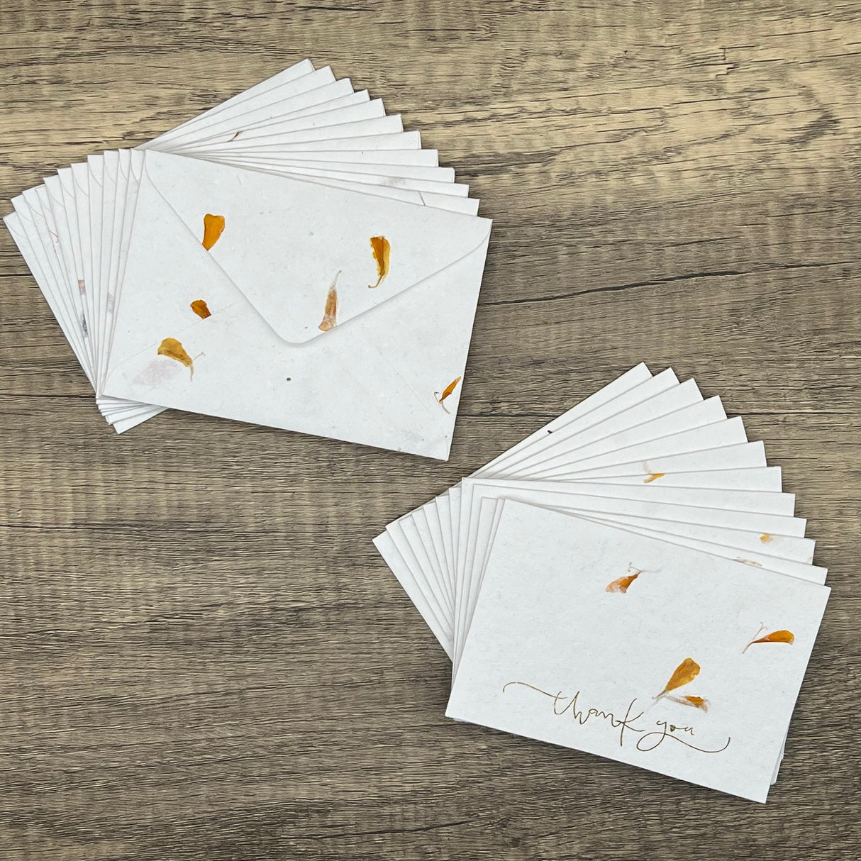 24 Piece Handmade Flower Petal Cotton Paper Thank You Card Set