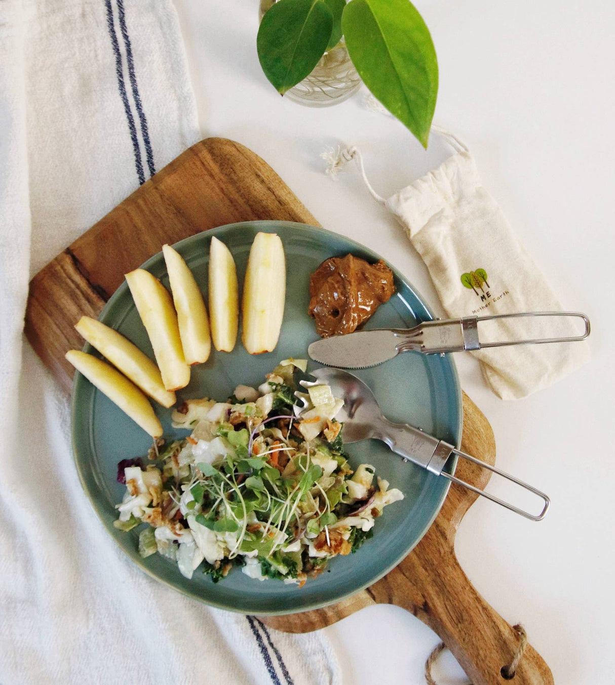 Foldable Stainless Steel Cutlery Set (2-Pack + Cotton Travel Pouch)