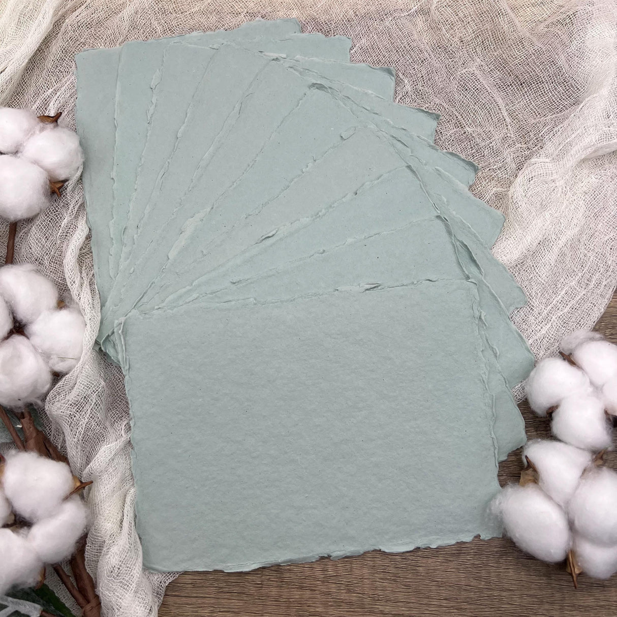 Sage Mist Handmade Cotton Paper (Set of 10)