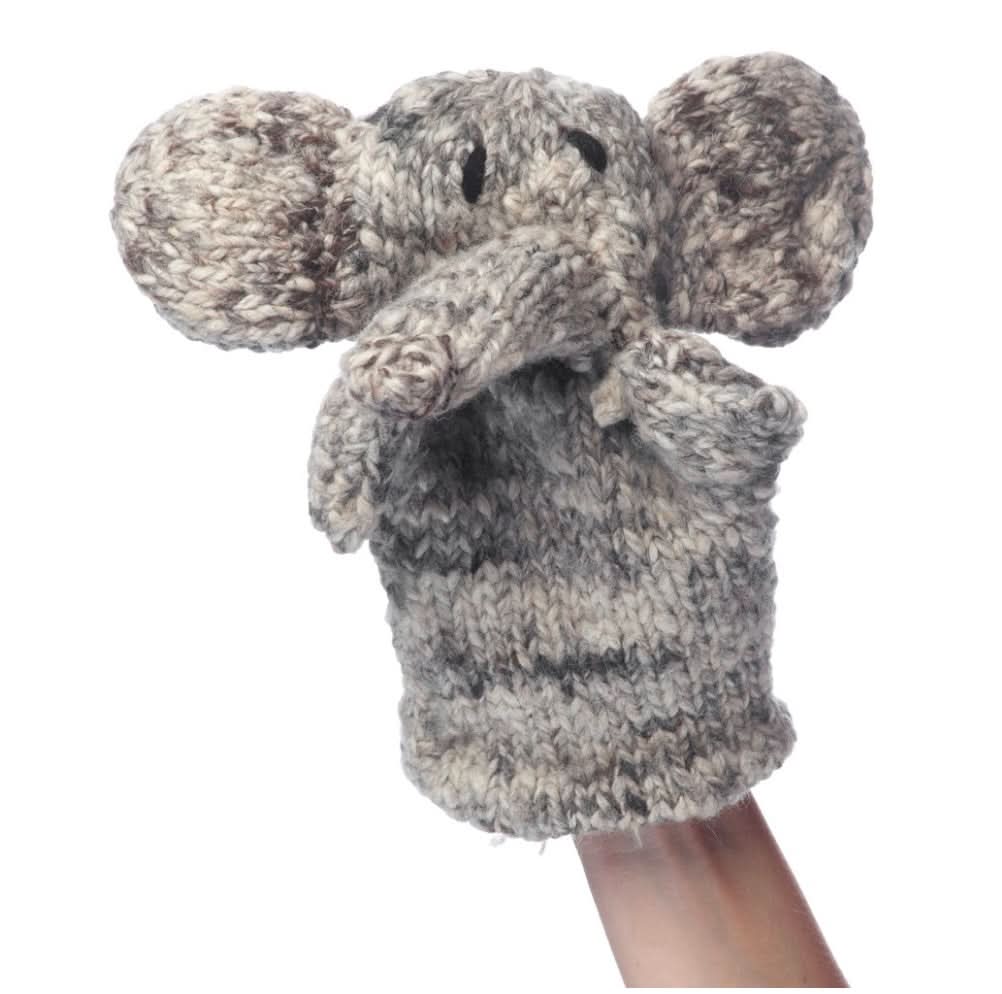 Organic Wool Knit Hand Puppet | Elliot the Elephant