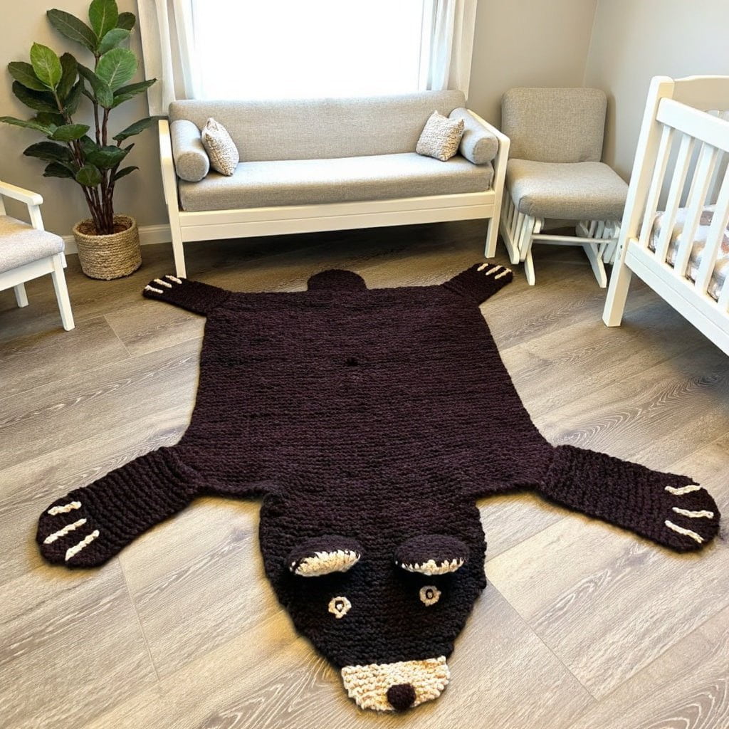 Organic Wool Play Mat + Nursery Rug | Brown Bear