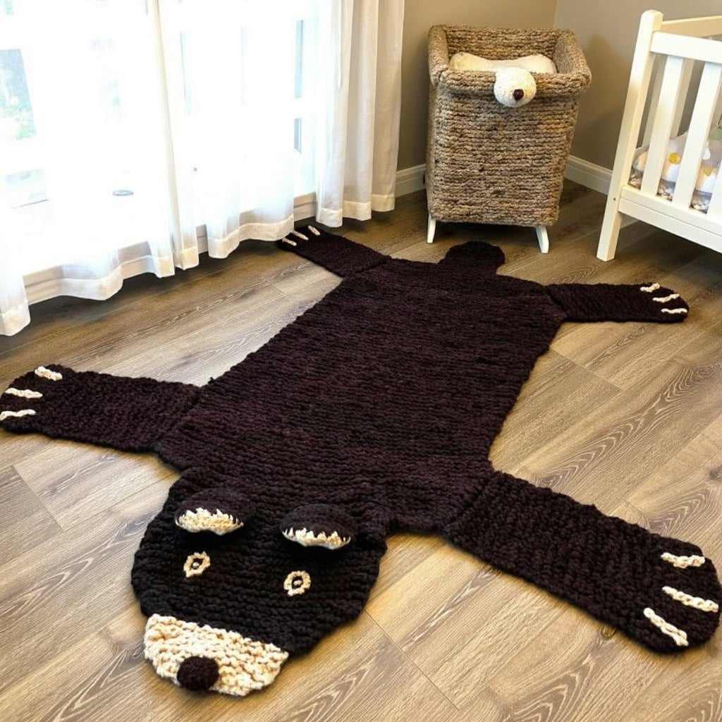 Organic Wool Play Mat + Nursery Rug | Brown Bear
