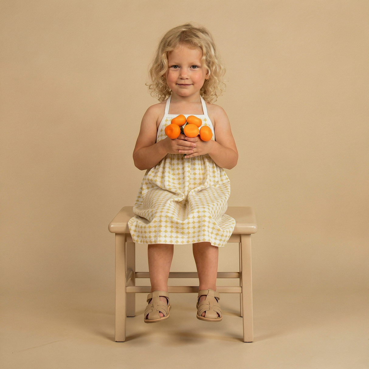 Organic Tie-Back Strap Dress - Dotty Gingham