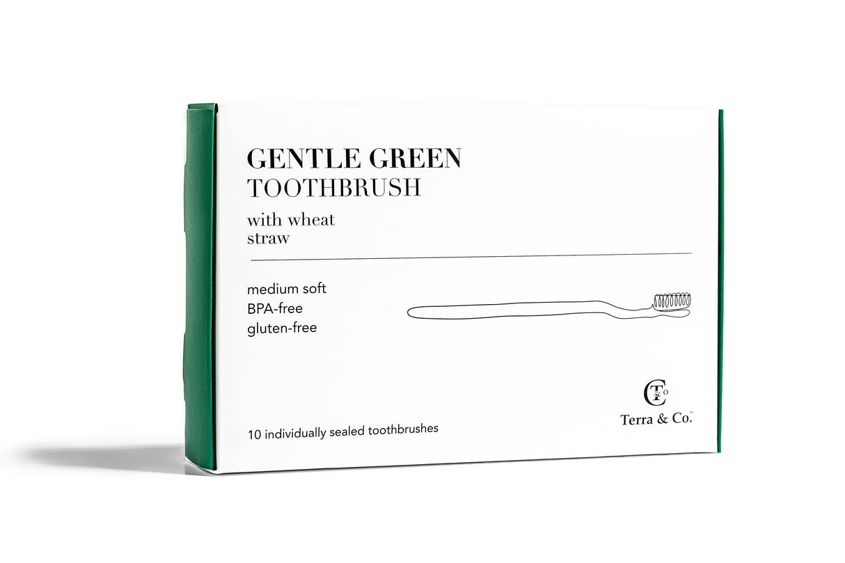 Gentle Green Toothbrush Family Pack (10 Count) – Eco-Friendly Wheat Straw Toothbrushes for Sensitive Teeth | BPA-Free, Travel-Friendly, Plastic-Free