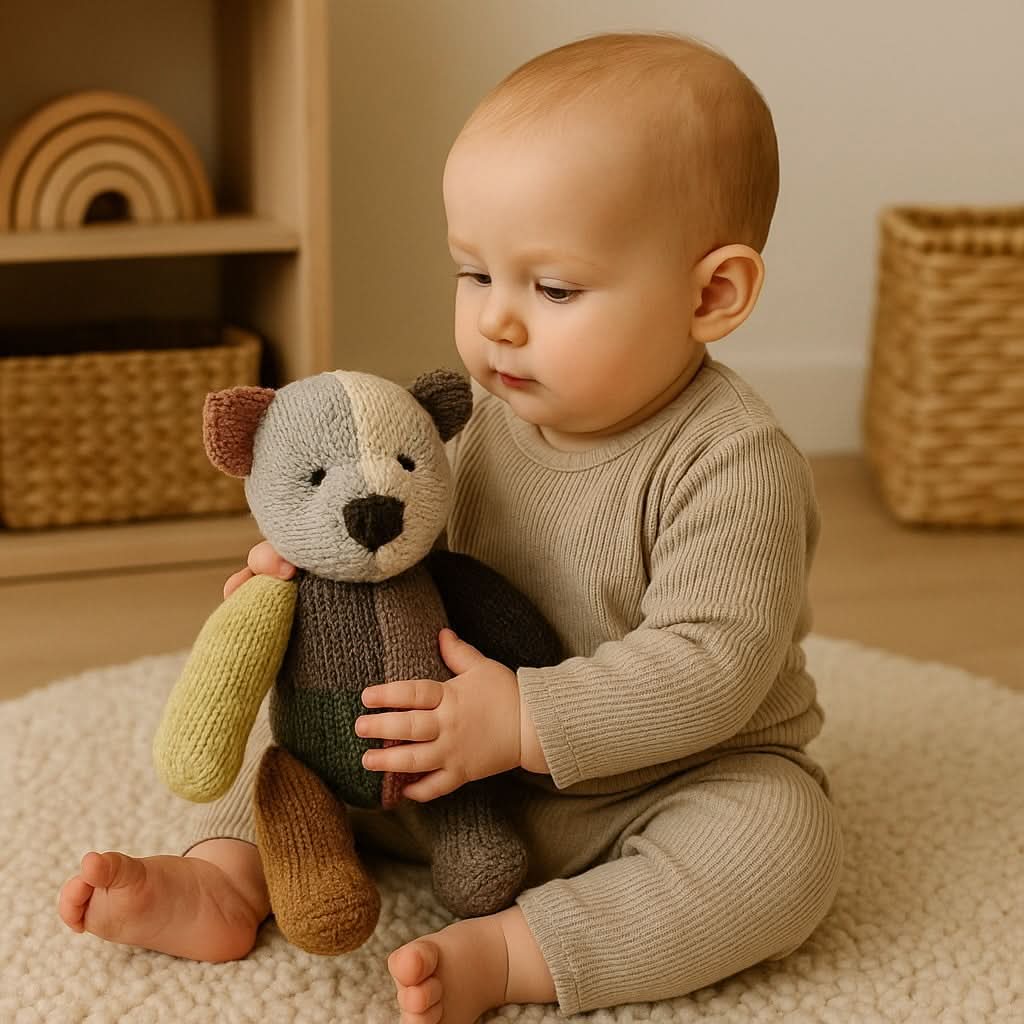Wool Knit Buddy | Dee the Patchwork Bear