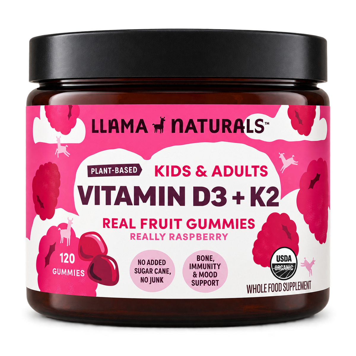 Vitamin D3 + K2 Gummies, Raspberry (120 ct)