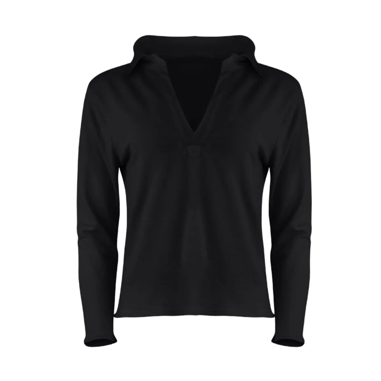 Khloe Cotton V-Neck Henley - Nero