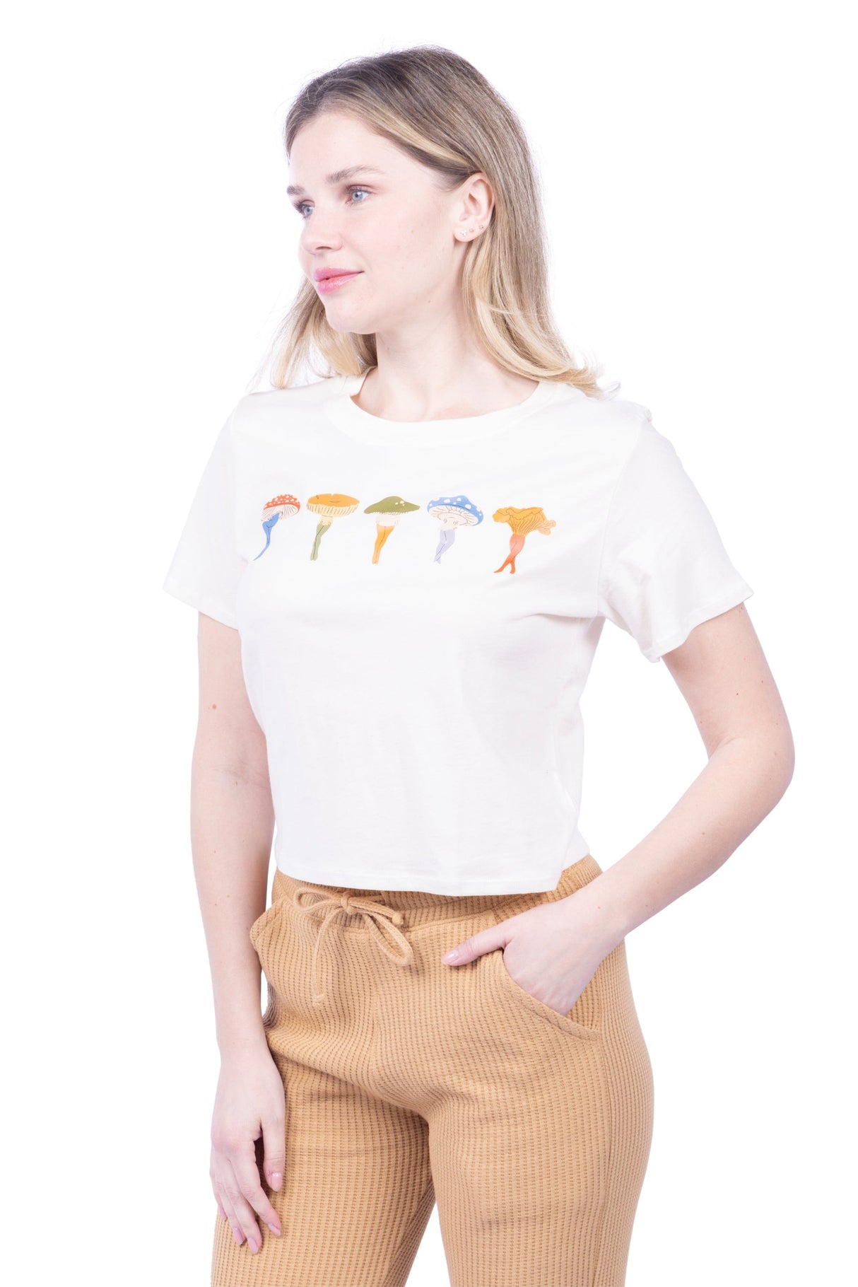 Cropped Everyday Organic Cotton Tee - Shrooms