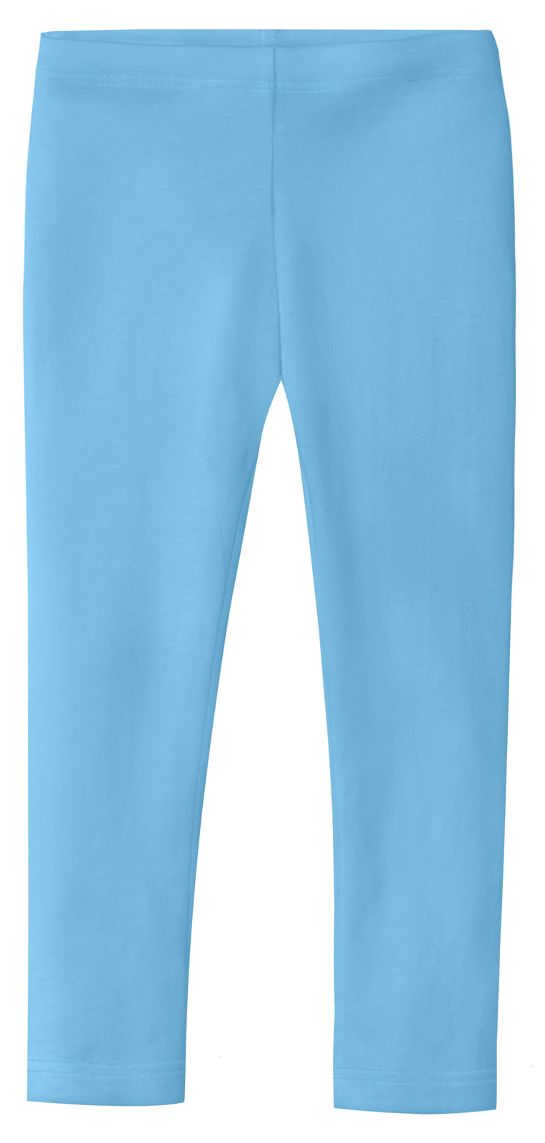 Girls Soft 100% Cotton Solid Colored Leggings | Bright Light Blue
