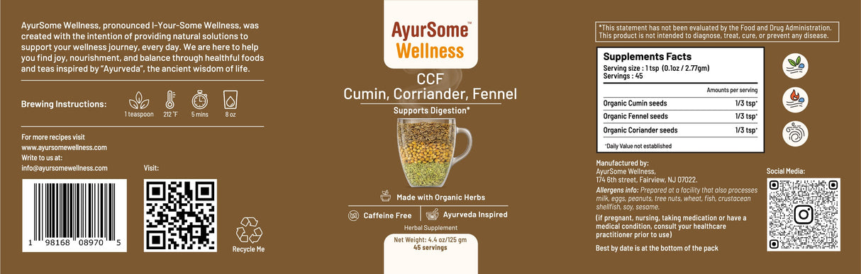 CCF Tea | Organic Cumin Coriander Fennel Digestive Tea