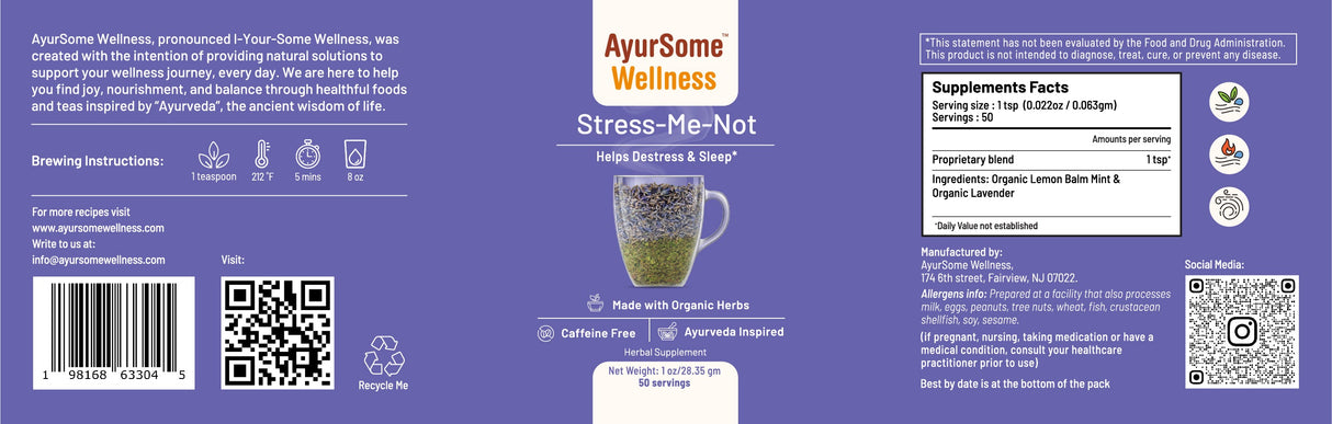 Stress-Me-Not Tea | Organic Lemon Balm, Lavender Tea Blend