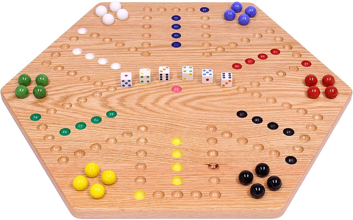 Aggravation Wahoo Marble Board Game, Double-Sided, Hand Painted