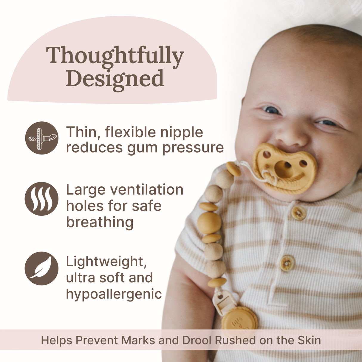 Orthodontic Shape Silicone Baby Pacifiers (Set of 2)