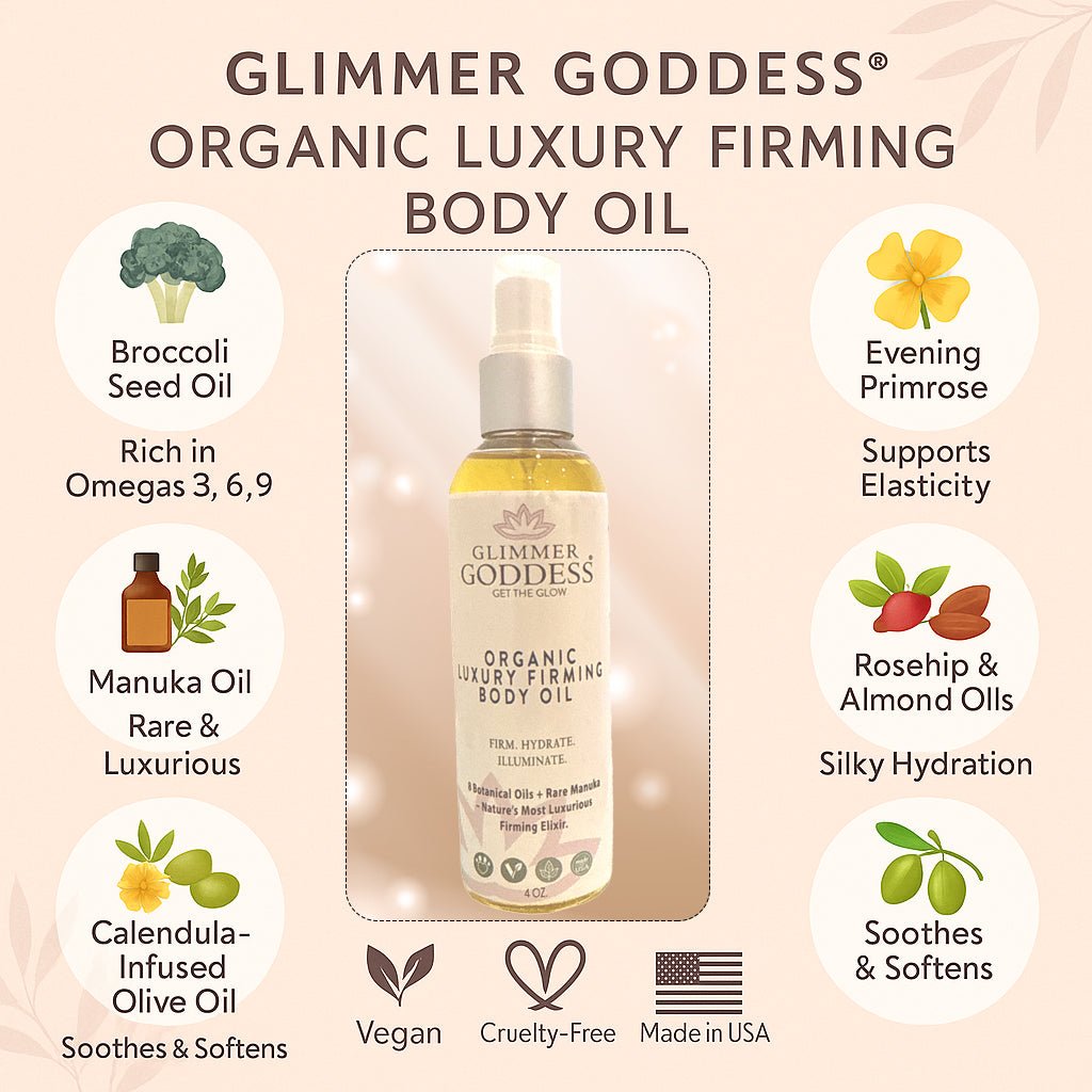 Organic Luxury Firming Body Oil – Hydrating Glow with Evening Primrose and Rosehip Oil 4 oz.