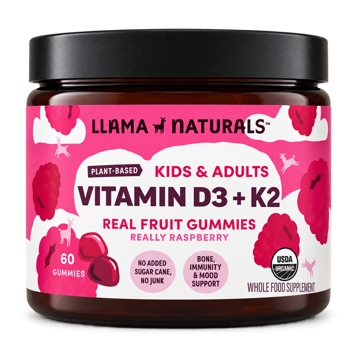 Vitamin D3 + K2 Gummies, Raspberry (60 ct)